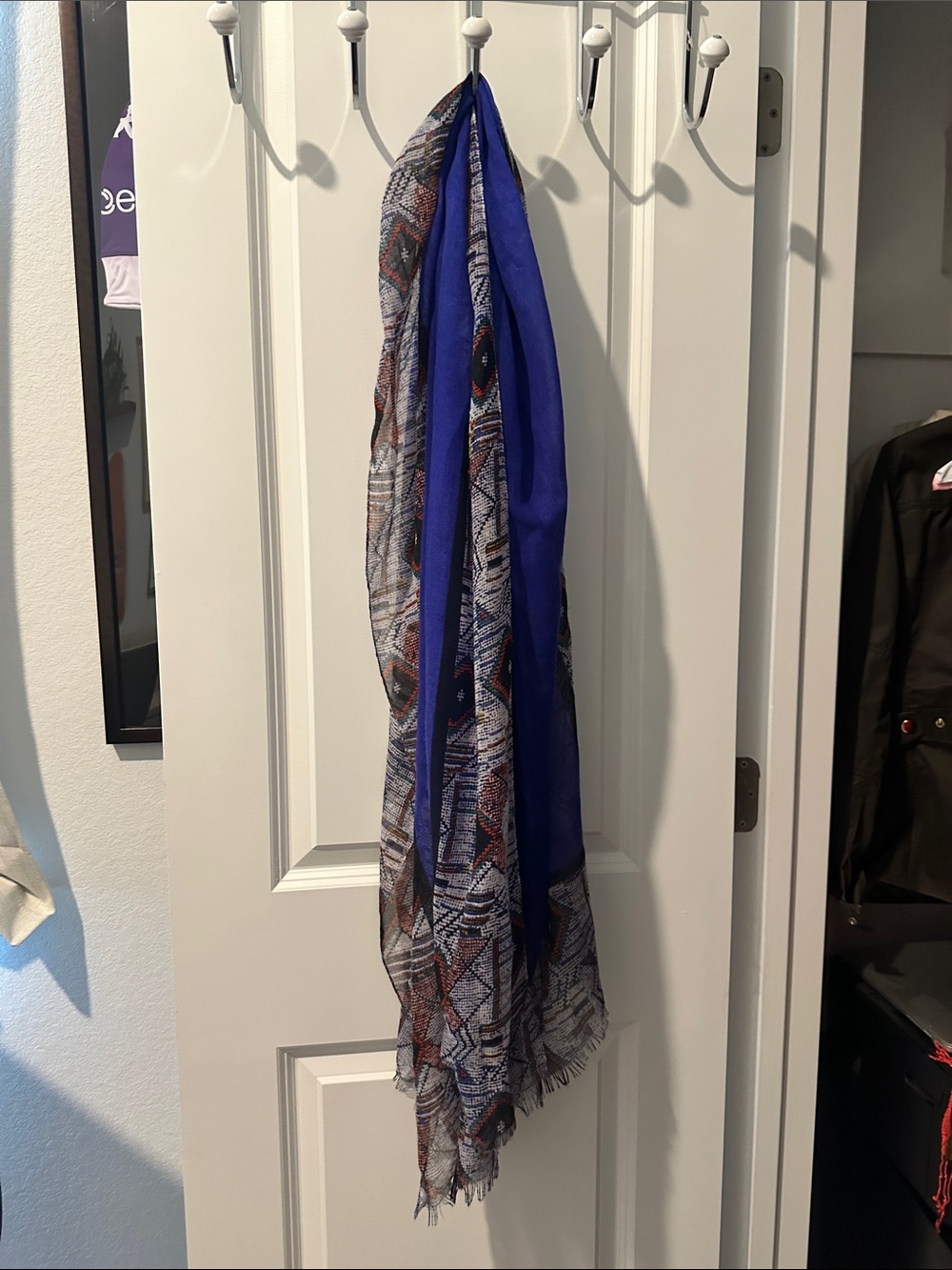 Blue & Multicolor Patterned Lightweight Scarf